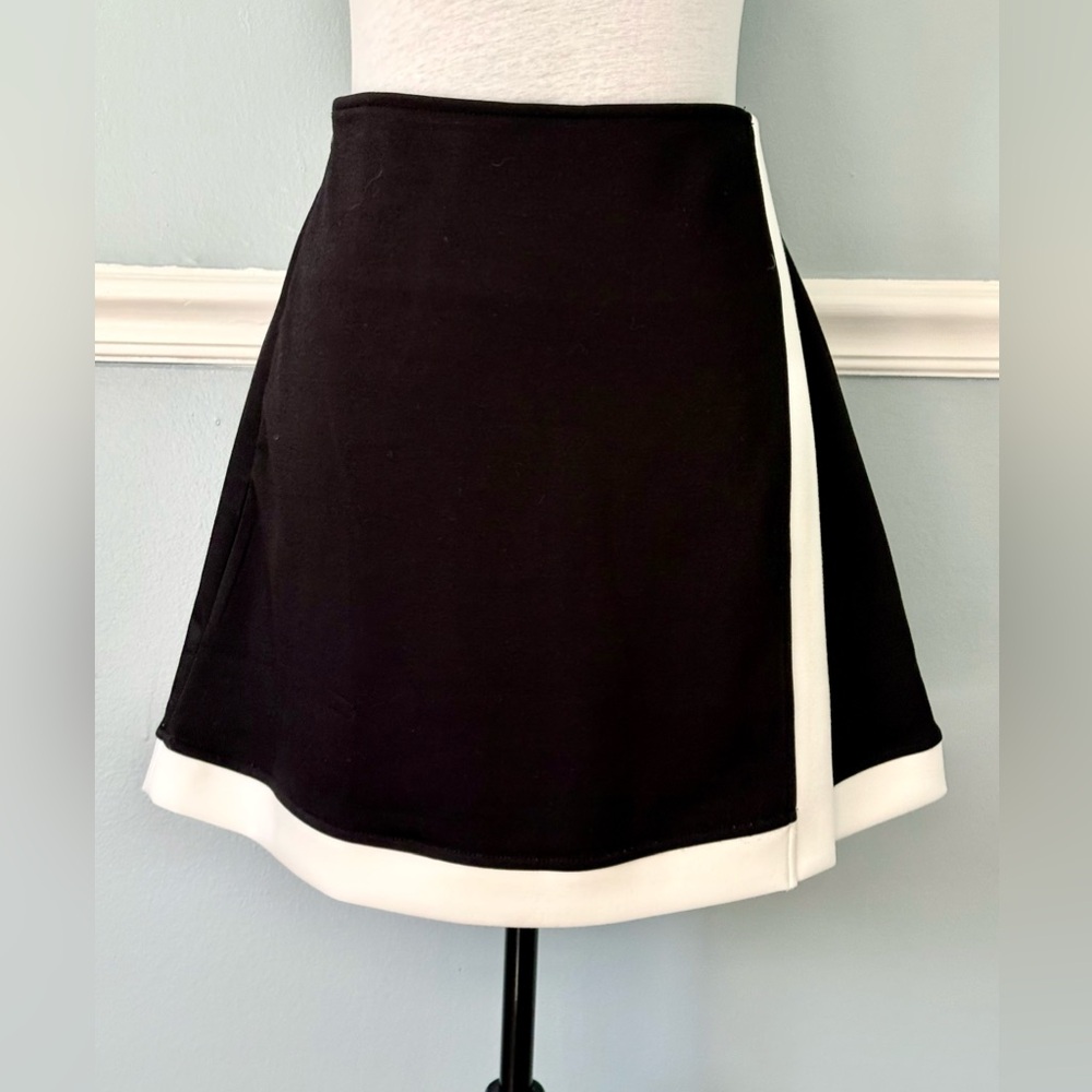 Classic Black Circle Skirt with White Trim